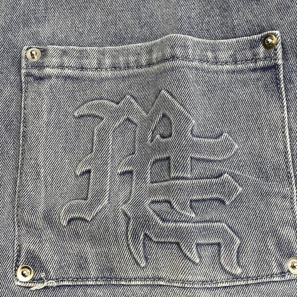 NEW MIXED EMOTION Paisley Denim Short-Sleeve Snap-Down Shirt – Blue – Size M - Picture 5 of 15